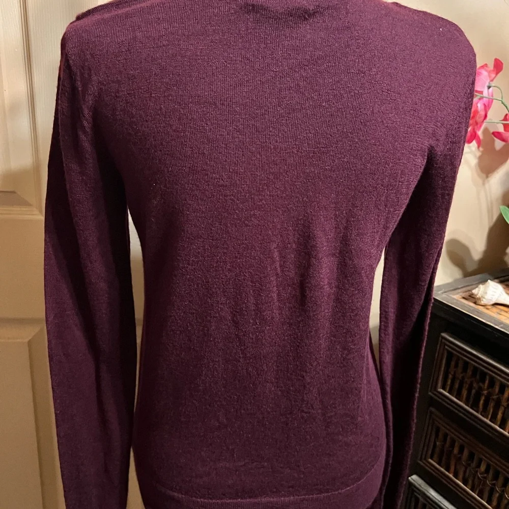 Nanette‎ Lepore  Plum Burgundy Crew Neck Sweater medium extra fine merino wool